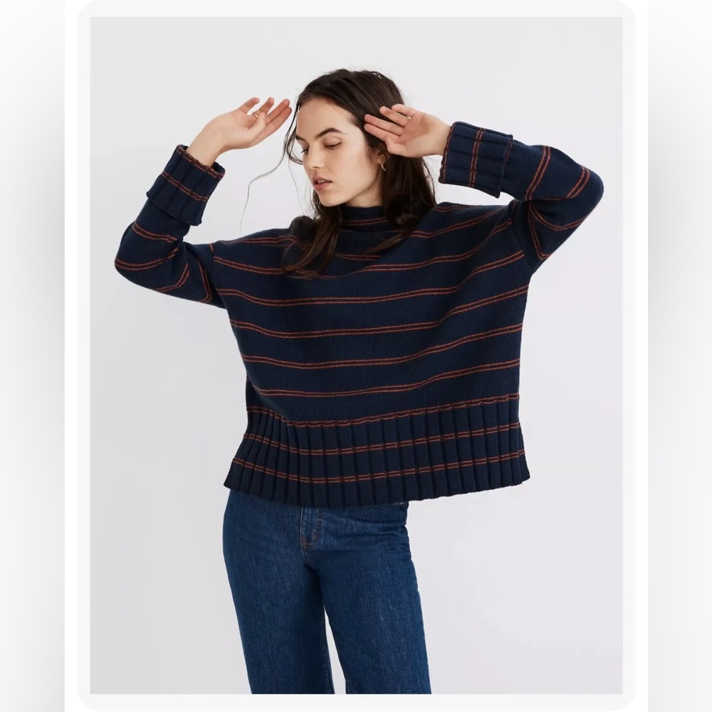 Madewell Glenmoor Mockneck Sweater in Cotton Merino Yarn - XS